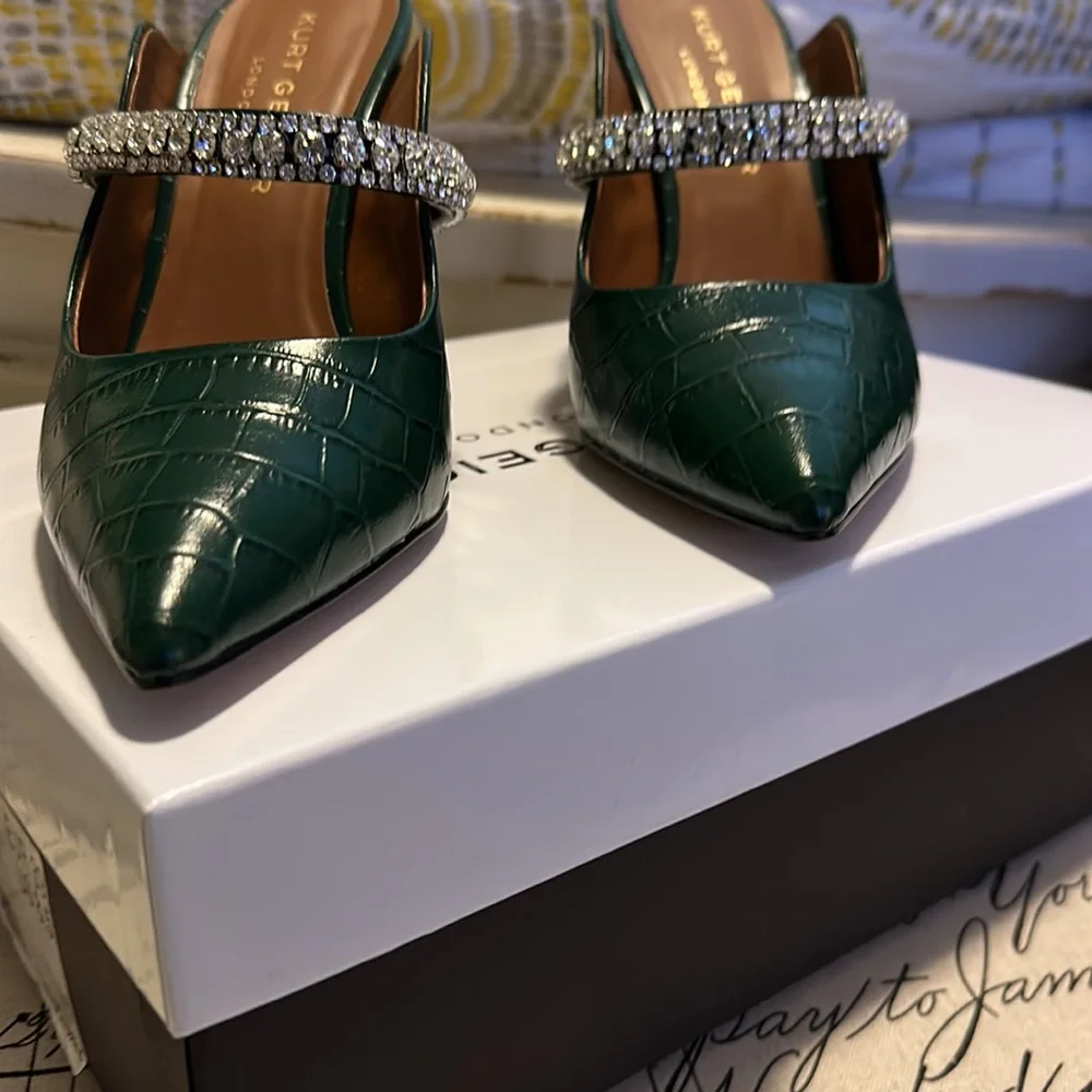 Kurt Geiger Duke Leather Jewel Strap Dress Mules - Picture 4 of 4